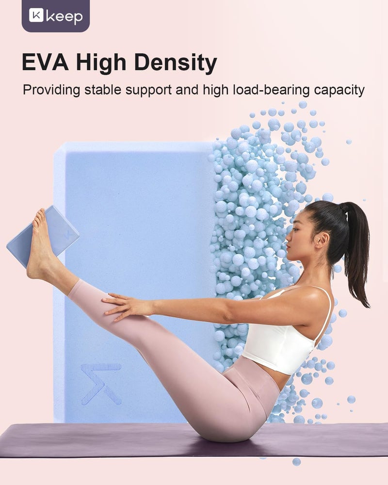 Keep Yoga Block, High-Density EVA Foam 2 Pack Yoga Block with Non-Slip Textured Surface, Supportive, Lightweight - Ideal for Yoga - Image 2
